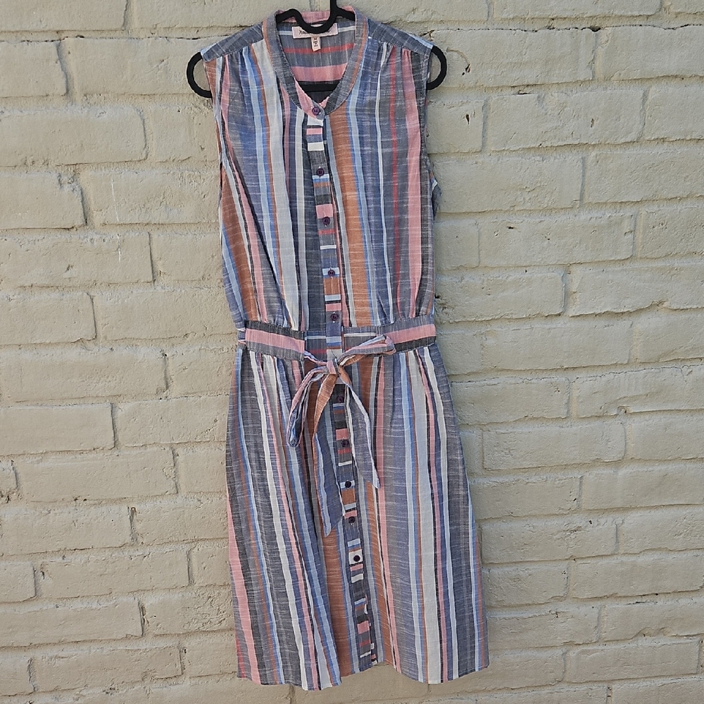 Harlow And Rose Striped Sleeveless Button-Down Dress